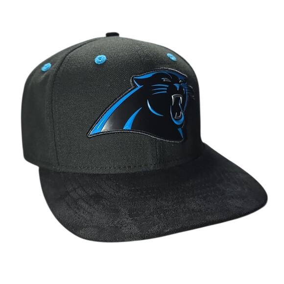 Carolina Panthers NFL Hat New Era 9FIFTY Snapback Black Blue Suede Bill Cap Mens - Picture 7 of 10